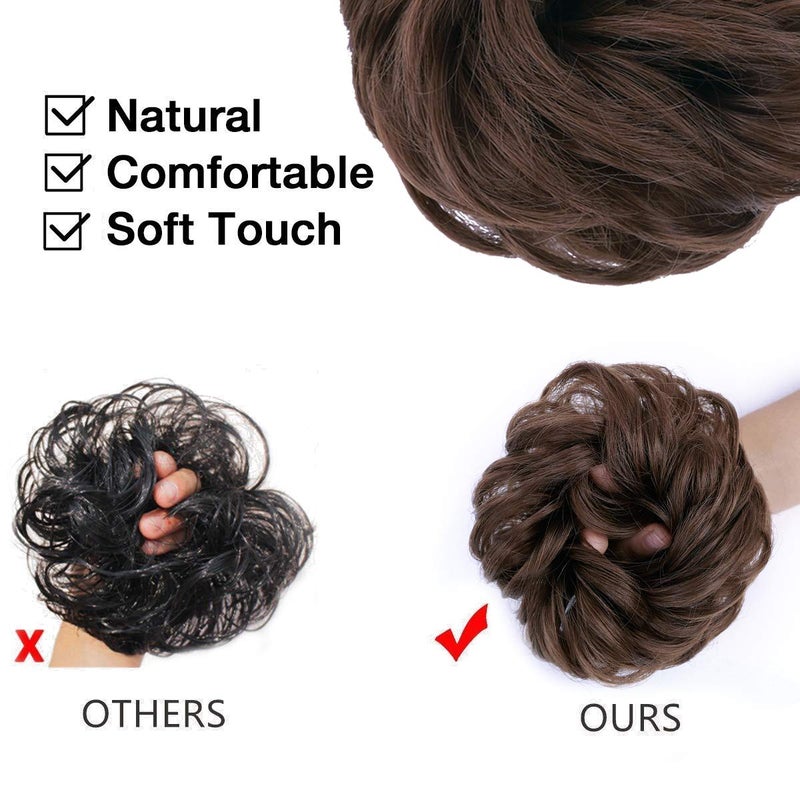 MORICA 2PCS Messy Hair Bun Hair Scrunchies Extension Curly Wavy fake hair bun Synthetic Chignon hair pieces for Women(8#) - Image 4